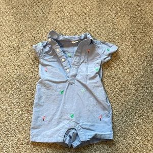 Janie and Jack Denim Flamingo and Palm Tree Shorts Romper